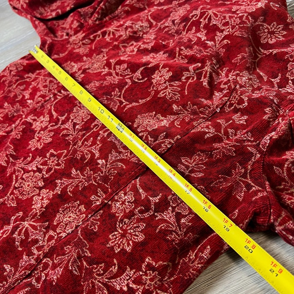 Christopher Banks Jacket Womens Small Red Floral Corduroy Full Zip Mock Neck - Picture 7 of 9